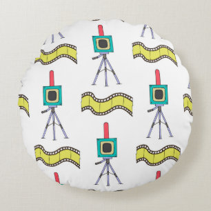 Coussins Ronds Voyage photographique : Motif de caméra Vintage