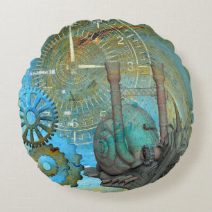 Coussins Ronds Voyageur d'escargots à vapeur Aqua