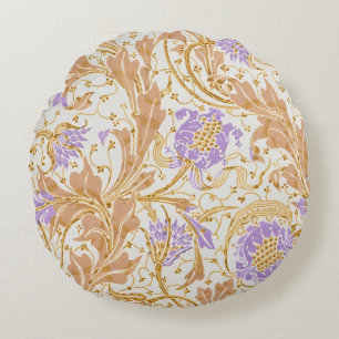 Coussins Ronds Walter Crane Arts and Crafts Art floral pourpre