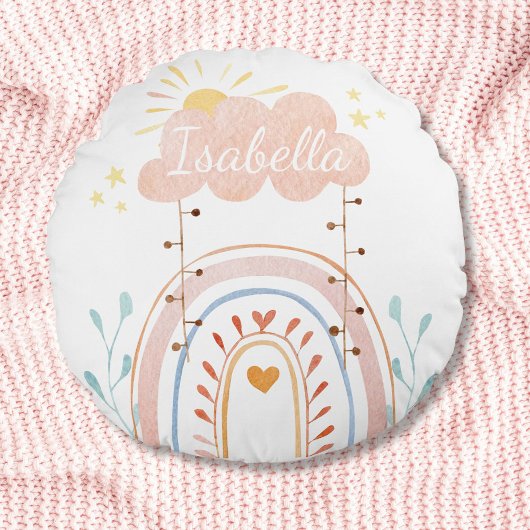 Coussins Ronds Watercolor Boho Rainbow Kids Nursery
