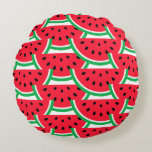 Coussins Ronds Watermelon Throw Pillow<br><div class="desc">This throw pillow is shown in a cute watermelon print on a white color background.
Customize this item or buy as is.
Licensed Image</div>