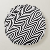 Coussins Ronds wavy black stripes op art printed (Devant)