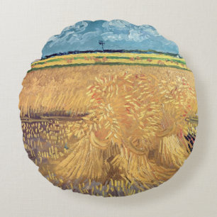 Coussins Ronds Wheatfield de Vincent van Gogh   avec des gerbes,