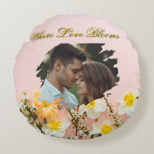 Where Love Blooms Round Pillow | Spring Romance 
