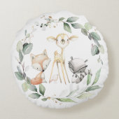 Coussins Ronds Whimsical mignon Bois Animaux Verdure Wreath (Dos)