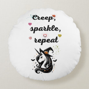 Coussins Ronds Whimsical Unicorn Line Art – "Creeper, Sparkle, Re