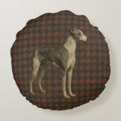 Coussins Ronds Whippet round cushion. Whippet on tweed/tartan (Dos)