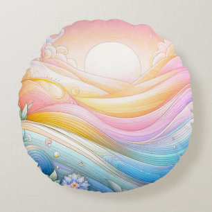 Coussins Ronds Whispers of Tranquility : Sunrise Symphony in Past
