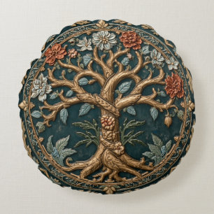 Coussins Ronds William Morris Arbre de Vie Vintage Préraphaélite