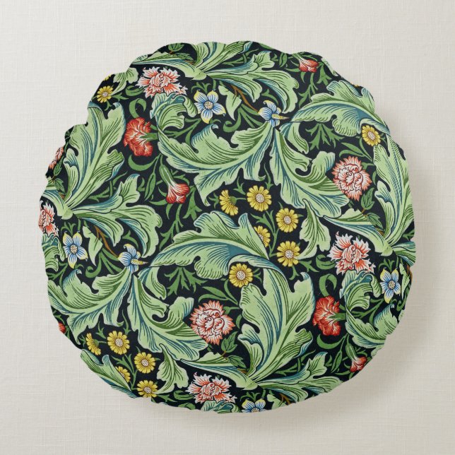 Coussins Ronds William Morris Fleurs florales Carnation vert rose (Devant)