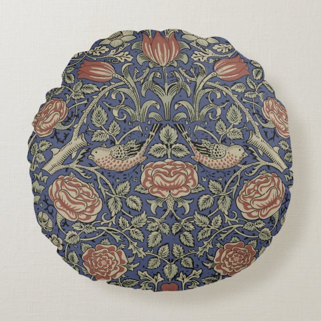 Coussins Ronds William Morris Tudor Fond d'écran Rose (Devant)