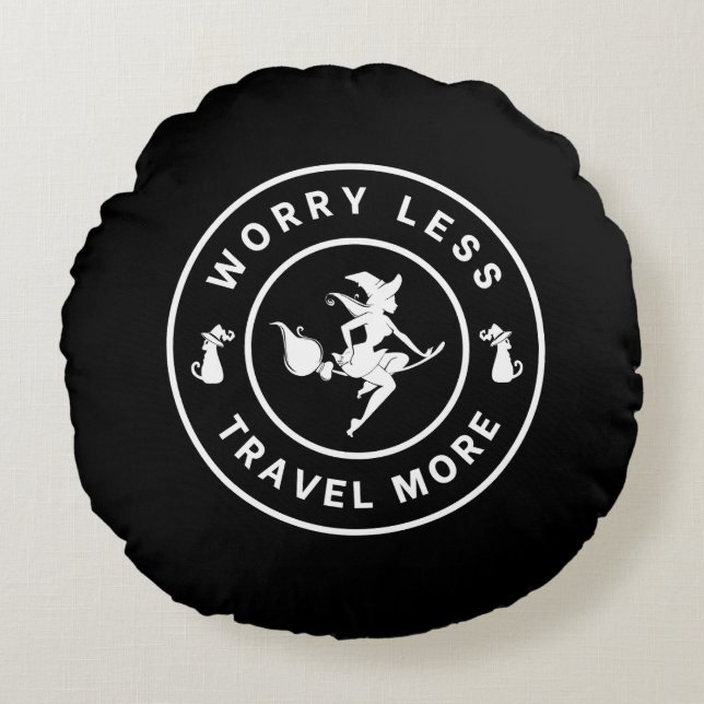 Coussins Ronds Witchy Worry Moins, Voyage Plus (Devant)