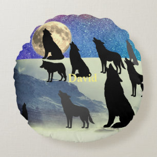 Coussins Ronds Wolfpack de nuit étoilée