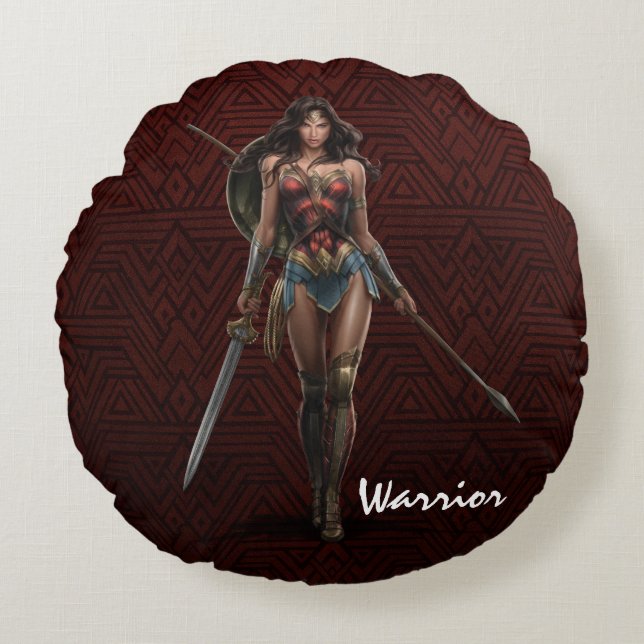 Coussins Ronds Wonder Woman Battle-Ready Comic Art (Devant)