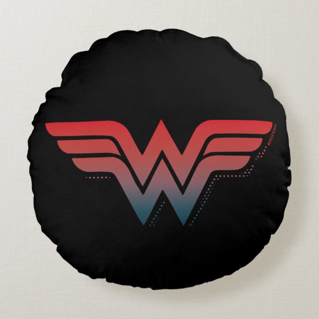 Coussins Ronds Wonder Woman Red Blue Gradient Logo (Devant)