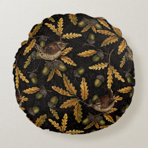 Coussins Ronds Wrens et cors sur noir