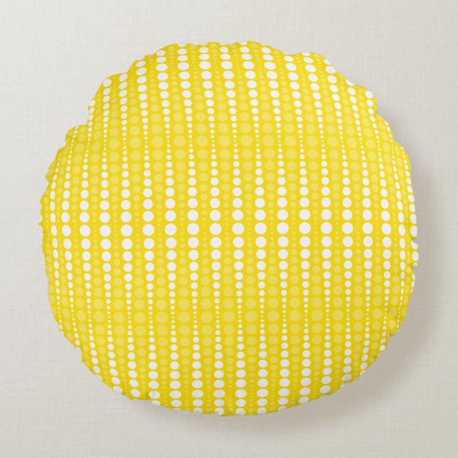 Coussins Ronds Yellow and White Polkadots Round Pillow (Devant)