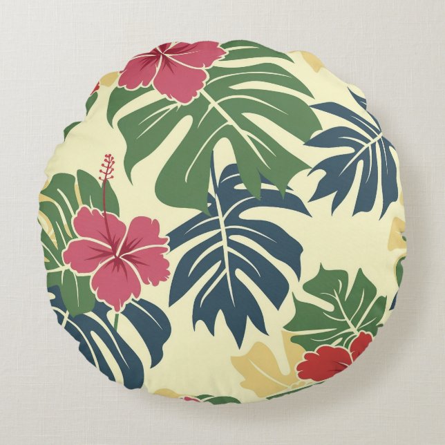 Coussins Ronds Yellow Floral Tropical Round Pillow (Devant)