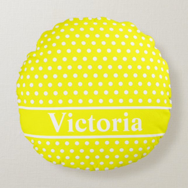 Coussins Ronds Yellow Polka (Devant)