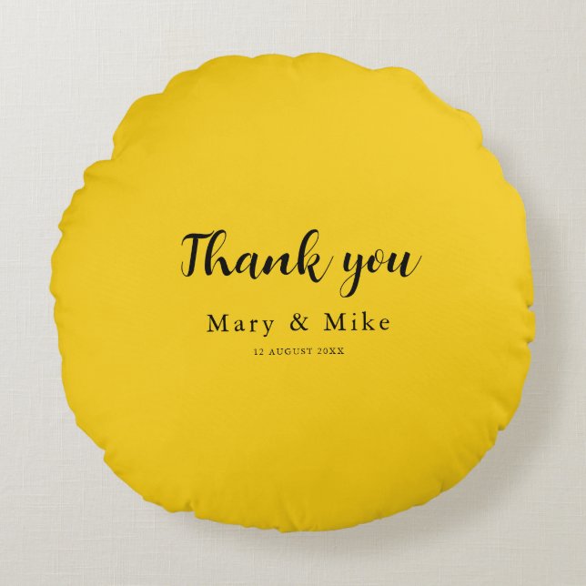 Coussins Ronds Yellow Round Pillow with Thank You Text (Devant)