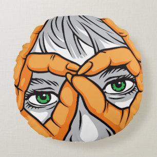 Coussins Ronds Yeux, mains et visages expressifs : La beauté du c