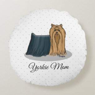 Coussins Ronds Yorkie Maman (Yorkshire Terrier Maman) Mignonne Ma