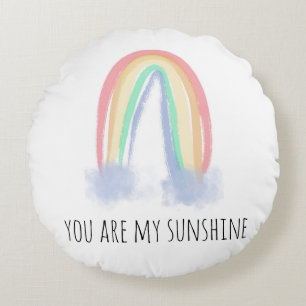 Coussins Ronds You are my sunshine watercolor painted rainbow