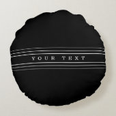 Coussins Ronds Your Custom Text & Modern Stripes | Black & White (Dos)