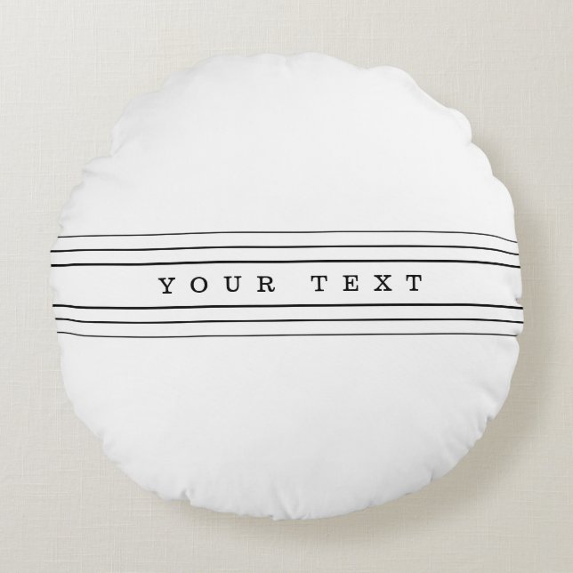 Coussins Ronds Your Custom Text & Modern Stripes | Black & White (Devant)