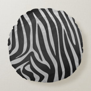 Coussins Ronds Zebra noir et gris clair