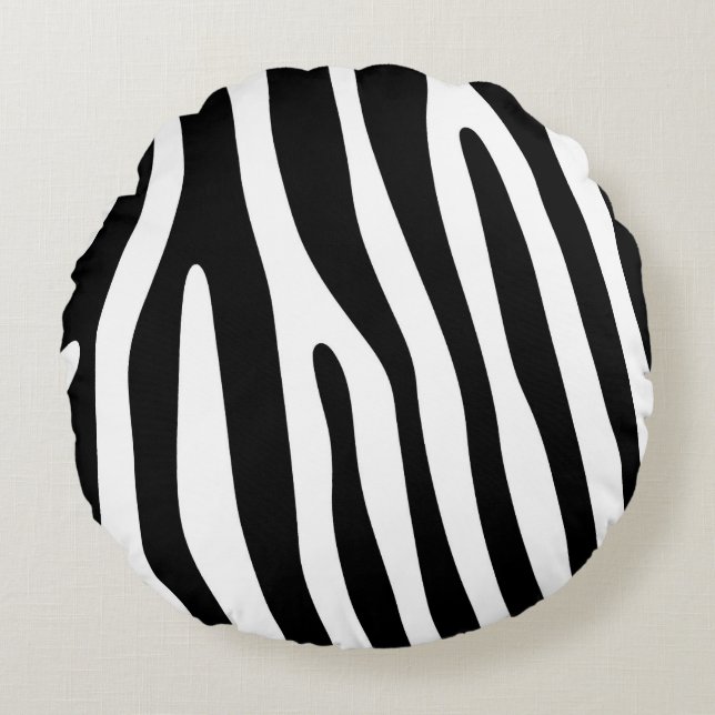 Coussins Ronds Zebra rayures motif noir & blanc + vos idées (Devant)