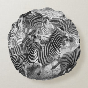 Coussins Ronds Zebras running