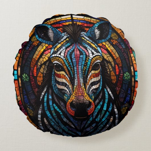 Coussins Ronds Zèbre de la mosaïque (Devant)