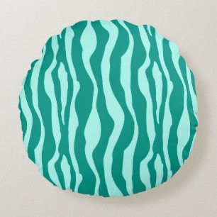 Coussins Ronds Zèbre rayures - Turquoise et Aqua
