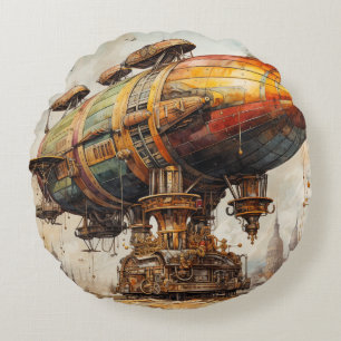 Coussins Ronds Zeppelin Steampunk vintage (1)