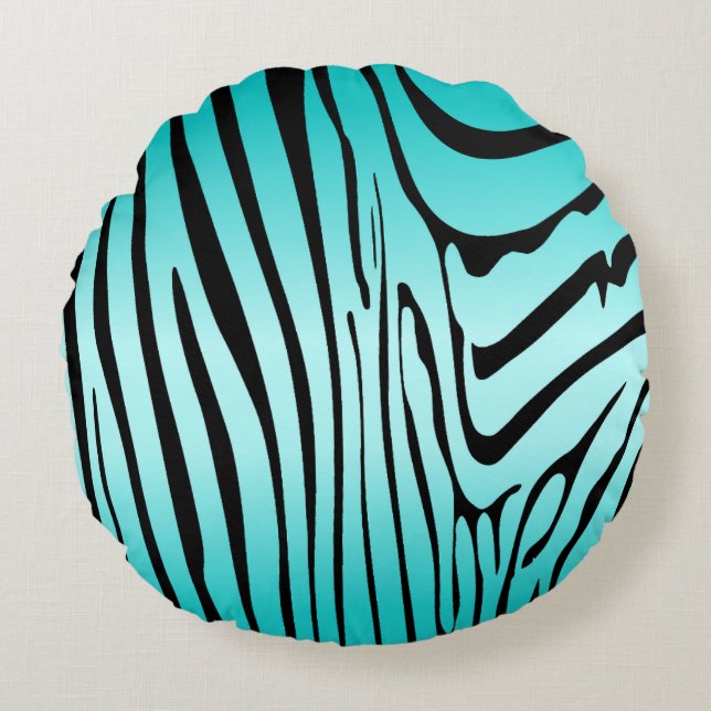 Coussins Ronds Zesty Zebra Cyan (Devant)