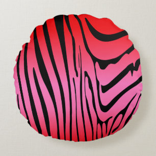 Coussins Ronds Zesty Zebra Red