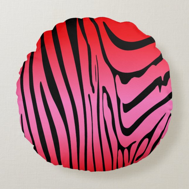 Coussins Ronds Zesty Zebra Red (Devant)
