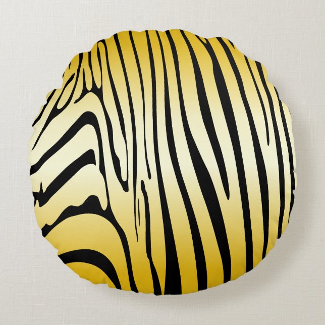 Coussins Ronds Zesty Zebra Yellow (Devant)