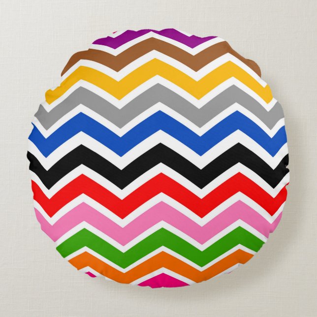 Coussins Ronds Zigzag Chevron multicolore Conception Motif (Devant)