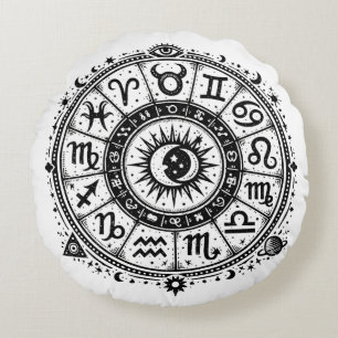 Coussins Ronds Zodiac Arcana — Les Douze Signes par BurnsInHell