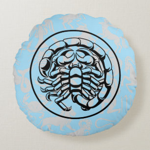 Coussins Ronds Zodiac Motif Z02 - Scorpio.w L Bleu BG