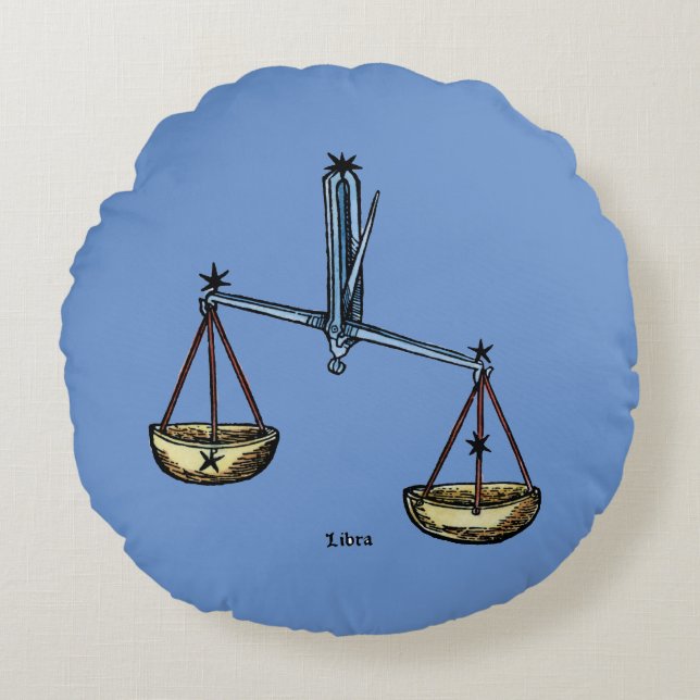 Coussins Ronds Zodiaque : Balance en couleurs (Devant)