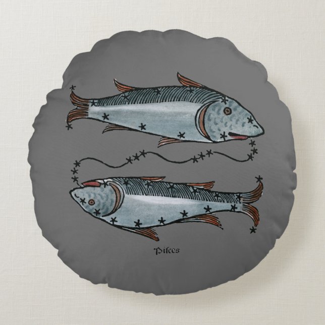 Coussins Ronds Zodiaque : Poissons en couleurs (Devant)