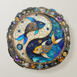 Coussins Ronds Zodiaque - Poissons Yin et Yang