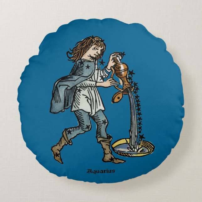 Coussins Ronds Zodiaque : Verseau, 1482 (Devant)