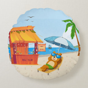 Coussins Ronds Zone de détente tropicale – Ambiance plage