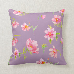 Coussins roses de coussin de cosmos d'aquarelle