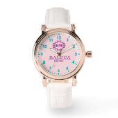 Coustom name elegant monogram pink horloge (Voorkant)