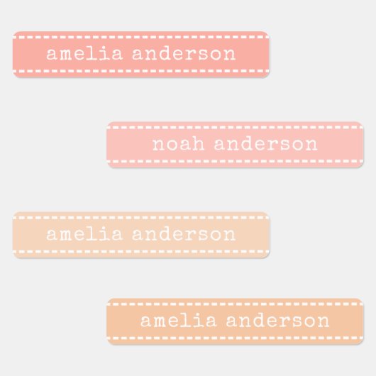 Coute Stitches Ribbon Pastel étanche Nom Étiquette (Groupe)